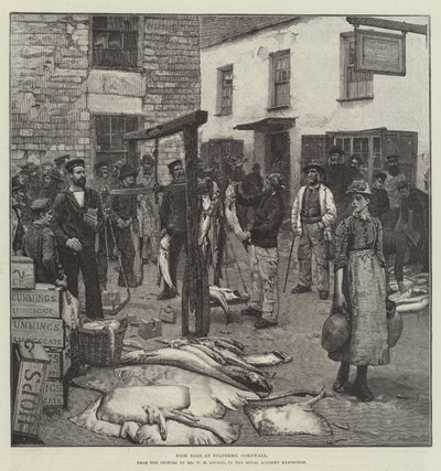 Vente de poissons à Polperro, Cornouailles - William Mouat Loudan